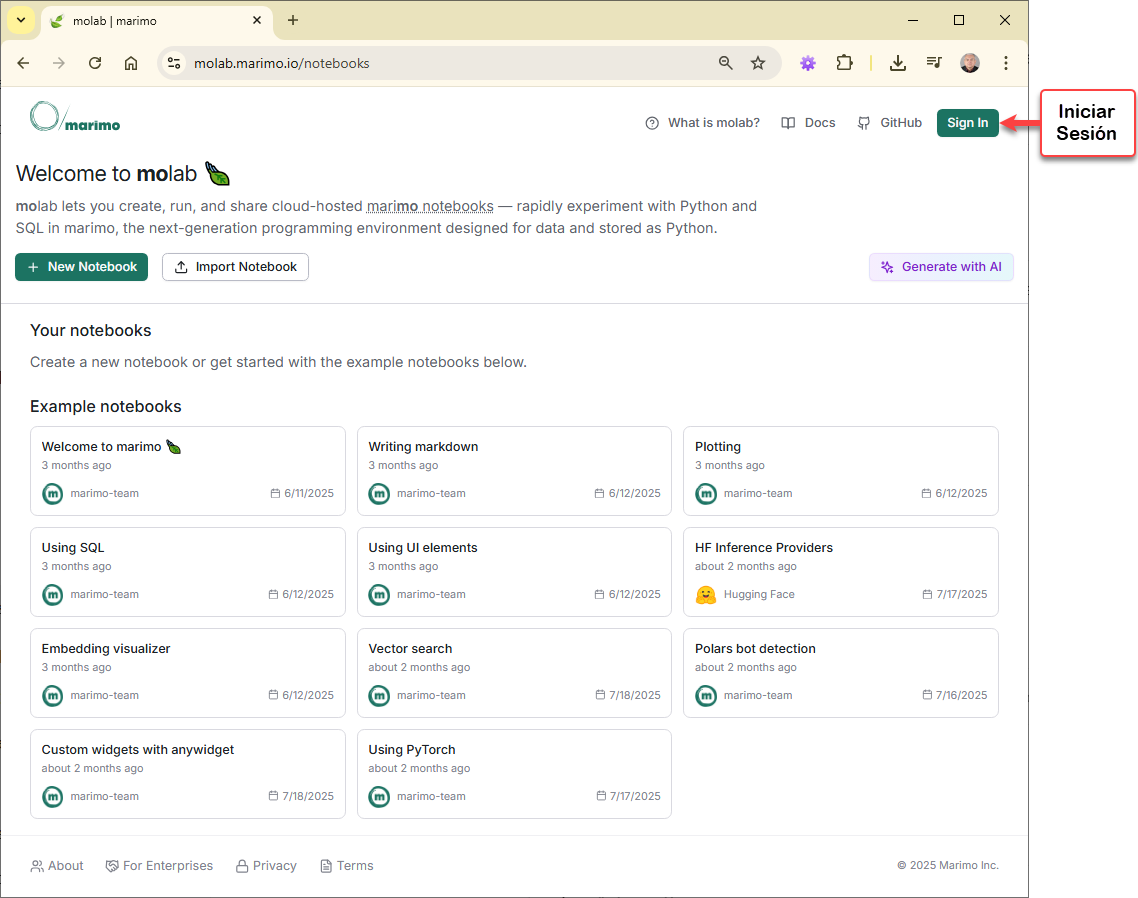T2501F1-Bienvenida-molab.png Figura 1. Pantalla de bienvenida a molab